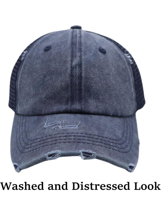 〽️Women Navy Blue High Ponytail Baseball Cap Trucker Bad Hair Day Adjustable main image 5
